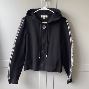 Logo Tape Nylon Zip-Up Hoodie
